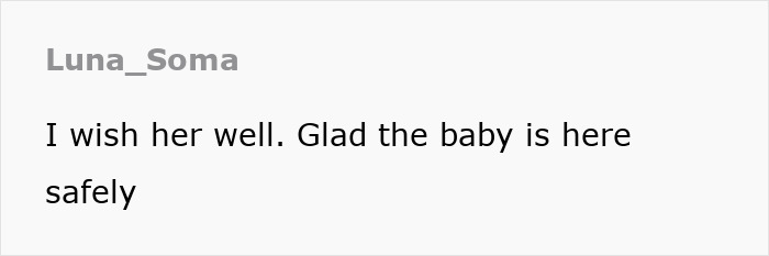 Comment from Luna_Soma wishing well and expressing happiness for the safe arrival of the baby, related to Celestial Seed.