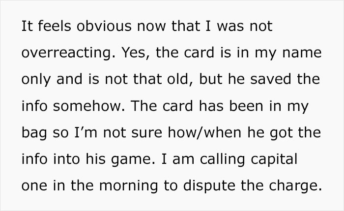 Credit card information stolen, woman plans to dispute a $600 charge, dealing with gaslighting.
