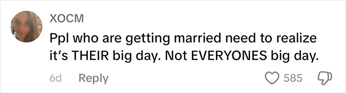 Comment on realizing marriage is the couple's day, not everyone's, amid bachelorette party discussions.