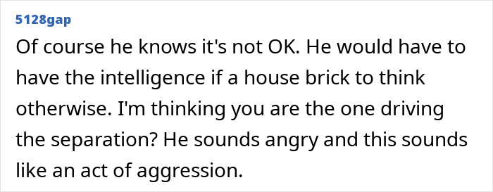 Text exchange discussing separation and conflict, mentioning aggression and intelligence.
