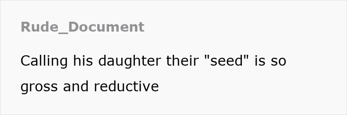 Text screenshot with comment about the term "seed" in a birth announcement.