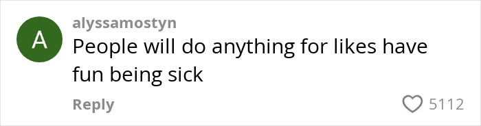 Comment criticizing viral stunt in sewage-filled sea foam for likes, with 5112 likes. Comment criticizing viral stunt in sewage-filled sea foam for likes, with 5112 likes.