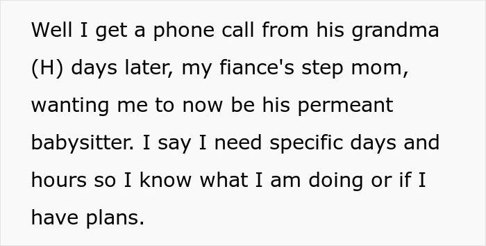 Text from a conversation discussing babysitting arrangement.