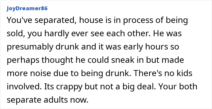 Text exchange about a house being sold during separation.