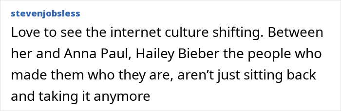 Comment on internet culture shift mentioning plus-size influencer.