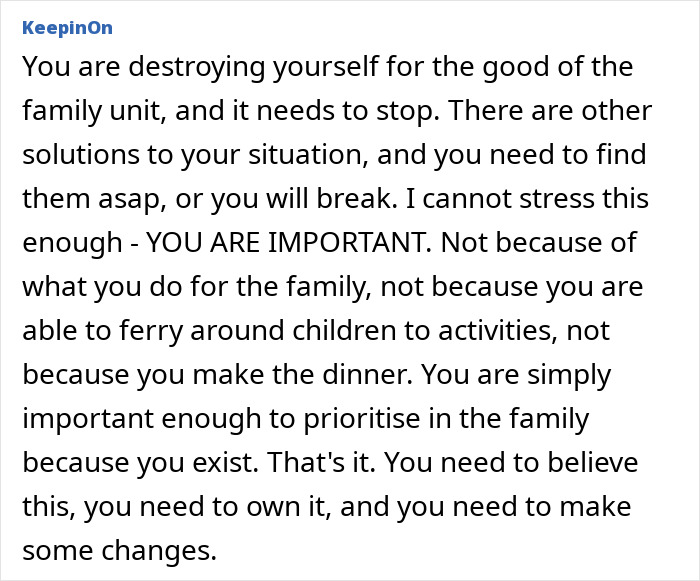 Text emphasizing the importance of self-care for a mom of three.