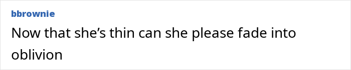 Comment screenshot related to plus-size influencer and weight-loss surgery controversy.