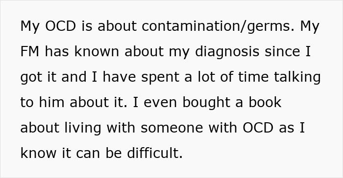 Text discussing OCD contamination concerns and relationship challenges.