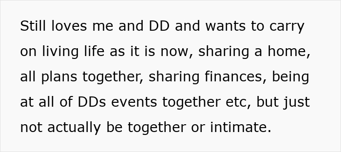 Text about a man wanting divorce but still sharing a home life with his family. Text about a man wanting divorce but still sharing a home life with his family.