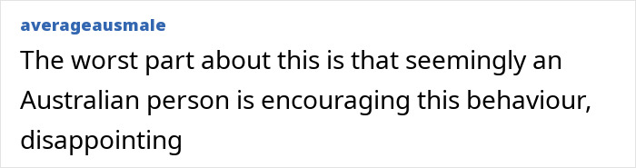 Comment criticizing behavior related to a wombat incident involving an American tourist. Comment criticizing behavior related to a wombat incident involving an American tourist.