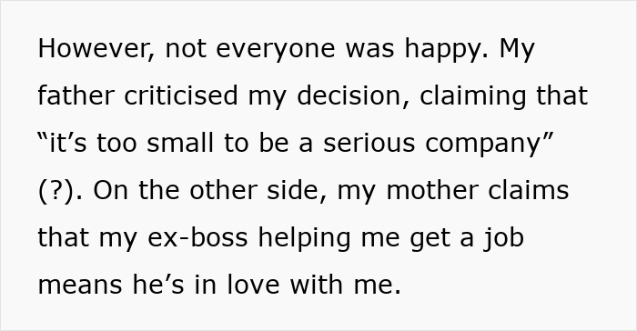 Text about parental reactions to a daughter&rsquo;s career choices, highlighting differing perspectives and misunderstandings.