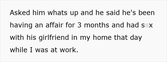 Text message revealing apartment used for cheating affair, causing dilemma about exposing it.