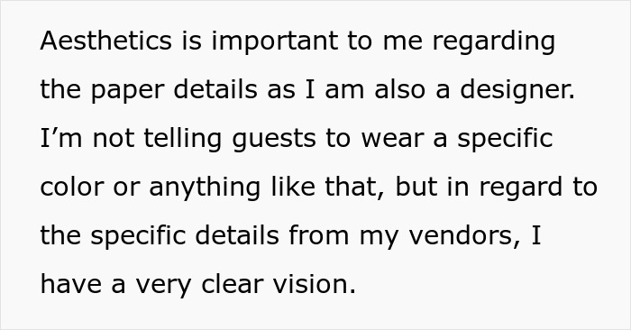 Text emphasizing aesthetics and clear vision for design in wedding invitations.