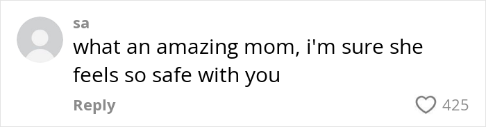 Comment praising a mom for supporting her daughter on 5k runs, highlighting safety and admiration.