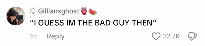 Gillian's comment reads “I GUESS IM THE BAD GUY THEN,” highlighting frustrating apologies from men.