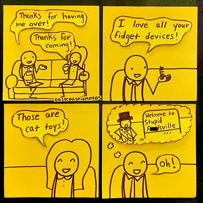 Funny comic by artist with unpredictable fidget toys twist.