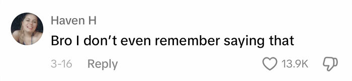 Haven H comment on men's ways of apologizing, "Bro I don’t even remember saying that," with likes and replies shown.