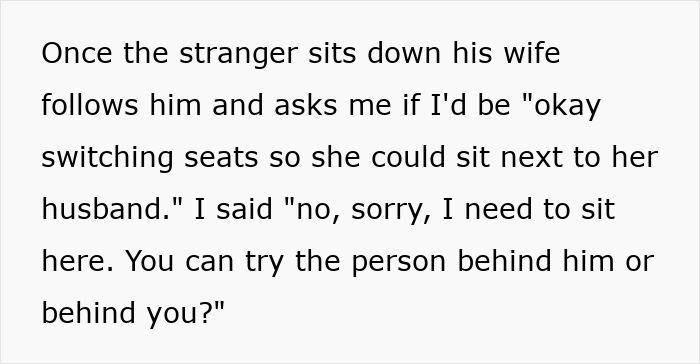 Airplane seat refusal text exchange about switching seats for a pregnant woman. Airplane seat refusal text exchange about switching seats for a pregnant woman.