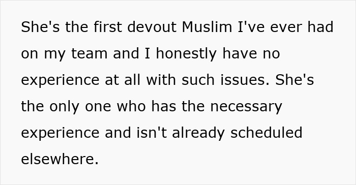 Muslim Employee Won&rsquo;t Meet Male Client Alone, Cites Religion As A Factor, Boss Unsure What To Do 