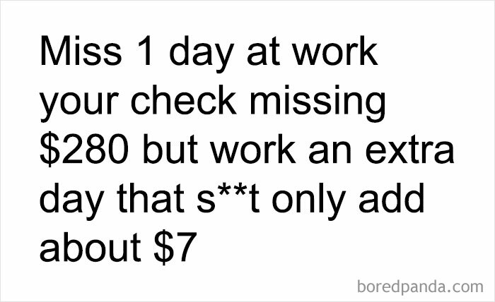 Text meme highlighting work humor about paycheck differences.