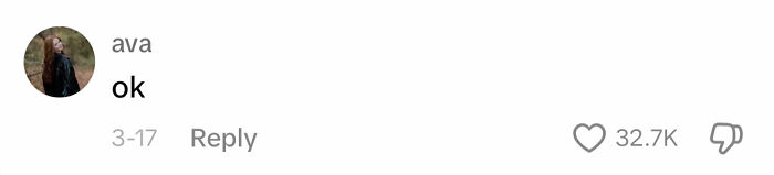 A comment by user "ava" reading "ok" with 32.7K likes, discussing men's ways of apologizing.