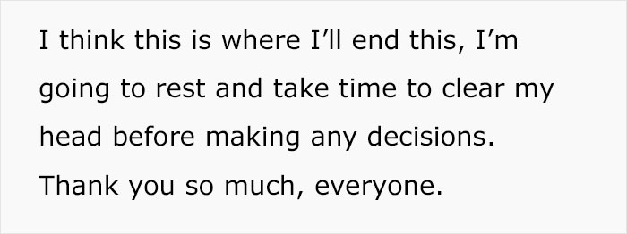 Message about taking a break to clear head amid newborn's pneumonia struggles and relationship blame issues.