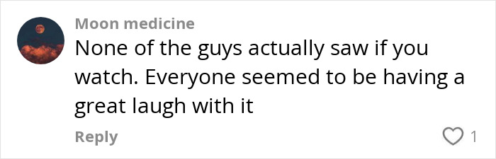 Comment discussing the funny moment during a wedding photoshoot.