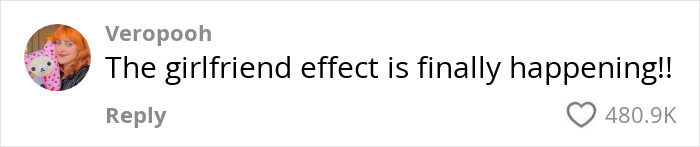 Comment about Benny Blanco's transformation, noting "the girlfriend effect" with high likes, following his eyebrow change. Comment about Benny Blanco's transformation, noting "the girlfriend effect" with high likes, following his eyebrow change.