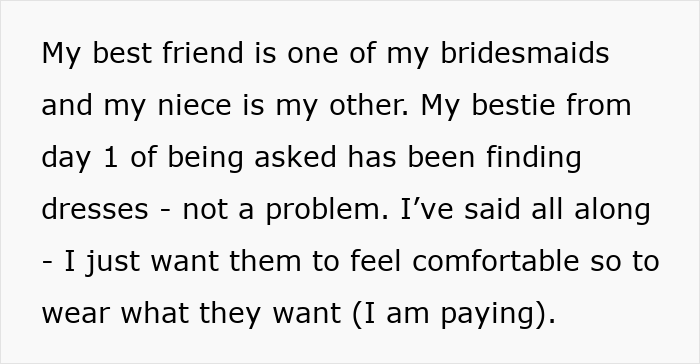 Text discusses a bride's supportive friendship with bridesmaids.