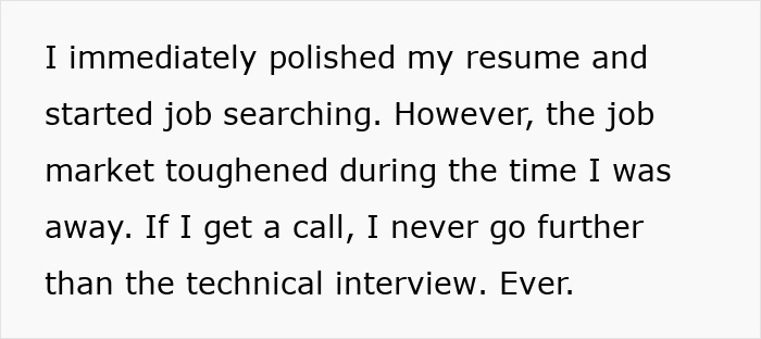 Text reflecting a daughter's job search struggles and market challenges, related to a story of shattered dreams.