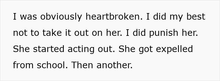 Text about a teen's university funds spent due to past behavior issues and school expulsions.