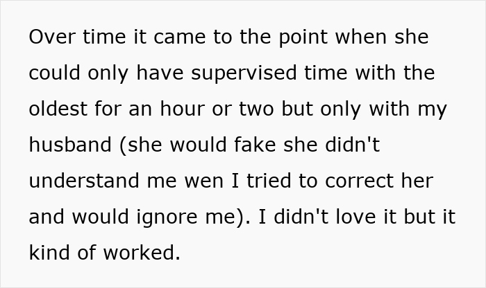 Text discussing supervised visits due to grandparent's behavior, highlighting racial issues affecting family dynamics.