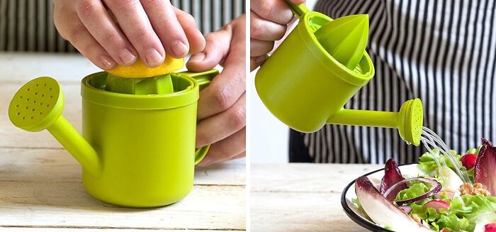 Lemon juicer and salad dressing tool, exemplifying problem-free kitchen solutions.