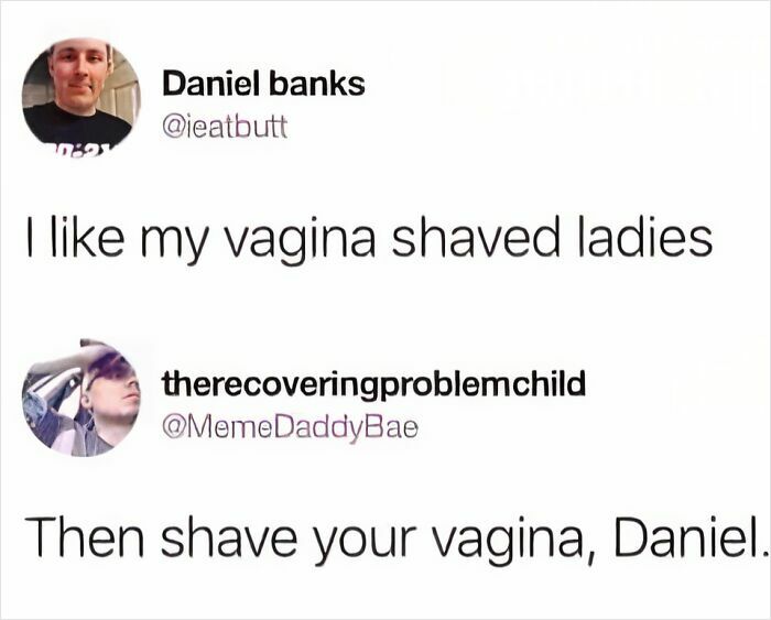 Two humorous tweets with a clever comeback response.