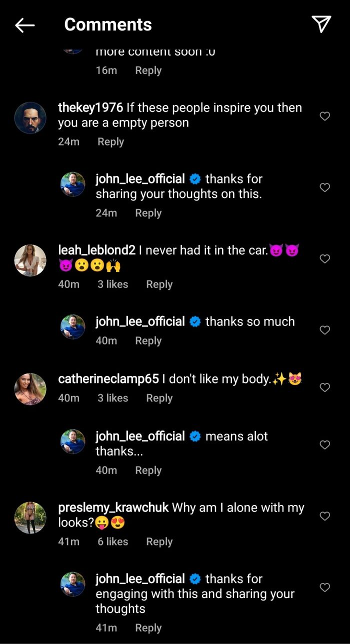 Comments on a post featuring infuriating entitled influencers discussing personal topics.