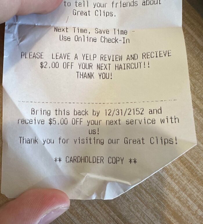 Receipt offering discounts with future dates; an interesting find.