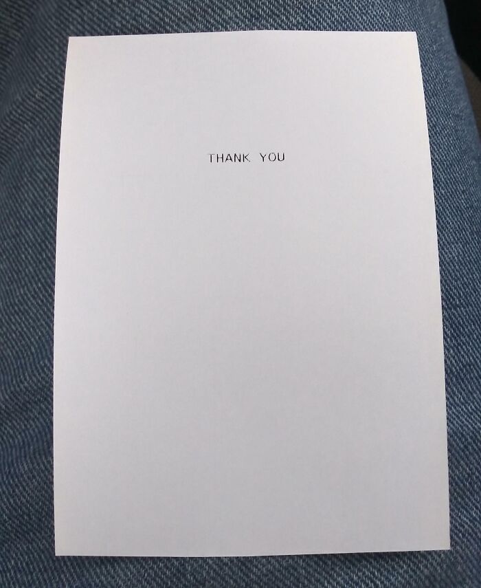 A humorous receipt with "THANK YOU" printed, highlighting interesting receipts people found.