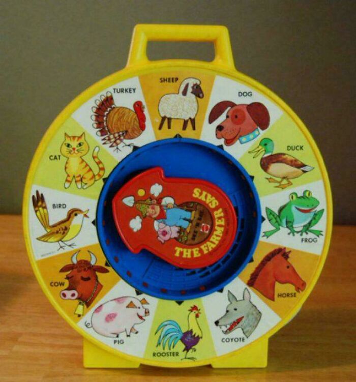 Vintage animal sound toy with colorful illustrations, a nostalgic pic symbolizing memories from people who feel old now.