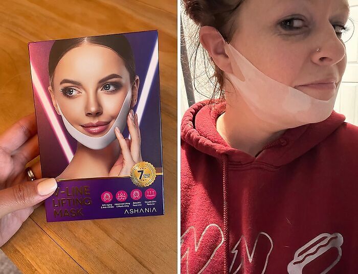Line lifting mask before and after for discreet delivery in a plain brown box.