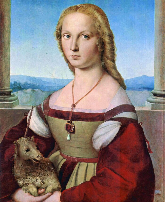 Painting of a woman with a unicorn, showcasing historical art from intriguing Wikipedia articles.