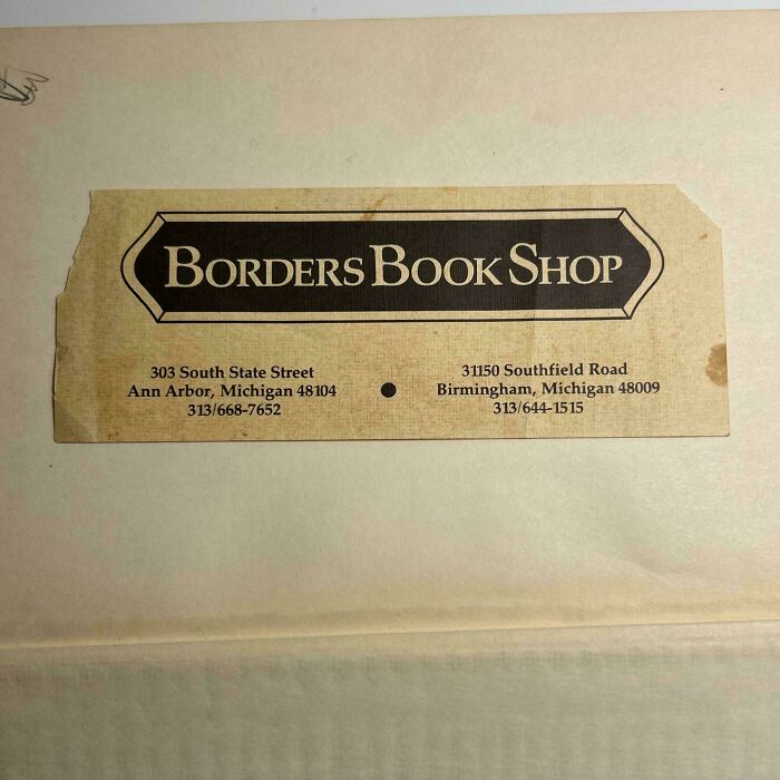 Vintage Borders Book Shop bookmark with address and contact details, found by book lovers.