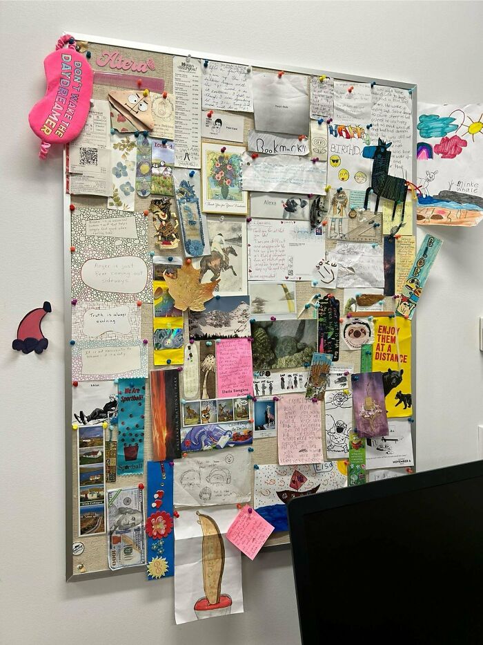 Creative bookmarks displayed on a bulletin board, showcasing unique designs for book lovers to enjoy.