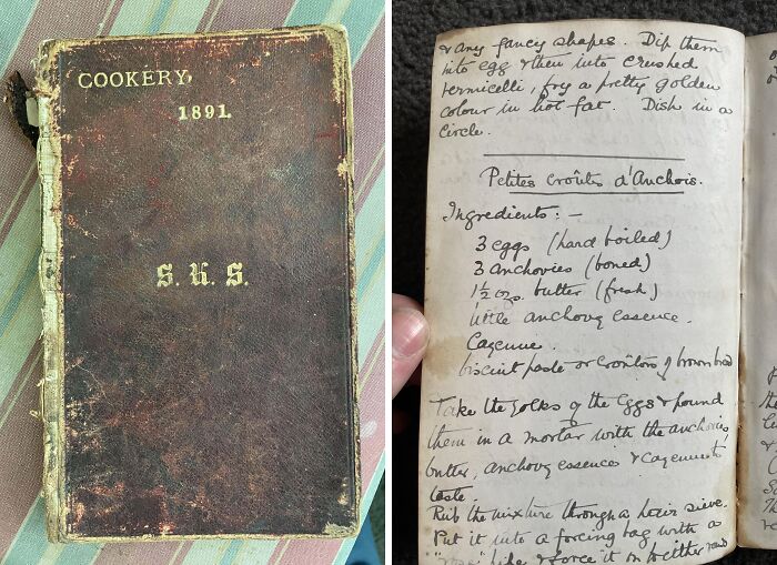 Antique 1891 cookbook with handwritten recipes; a unique home-discovery-find.