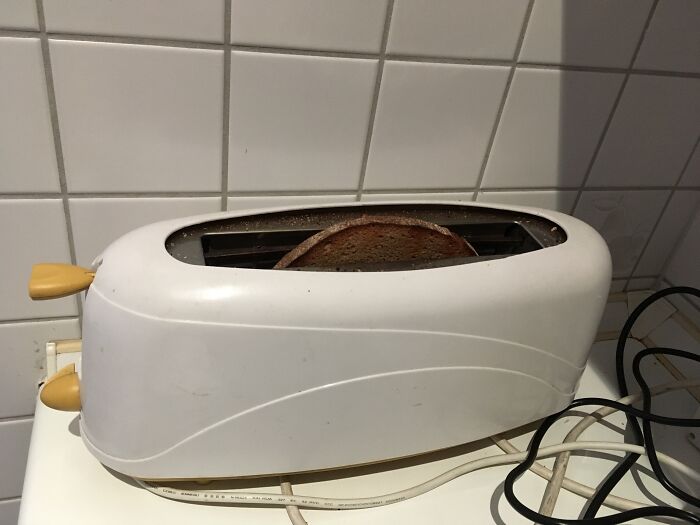 White toaster with toasted bread slice, symbolizing unique care initiatives in various countries.