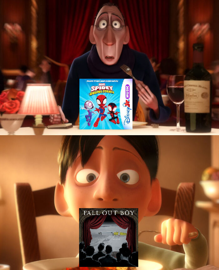 Animated dad and child sharing a meal together, capturing wholesome dads doing their best parenting moments.