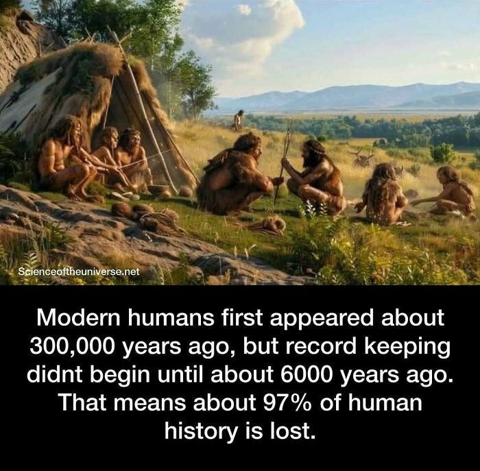 Ancient explorers gather outside a primitive tent, depicting life 300,000 years ago before recorded history.