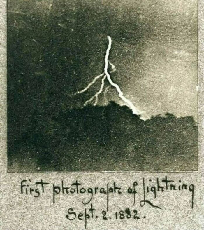 Historic photograph of lightning taken on September 2, 1882, showcasing a preserved moment from the past.