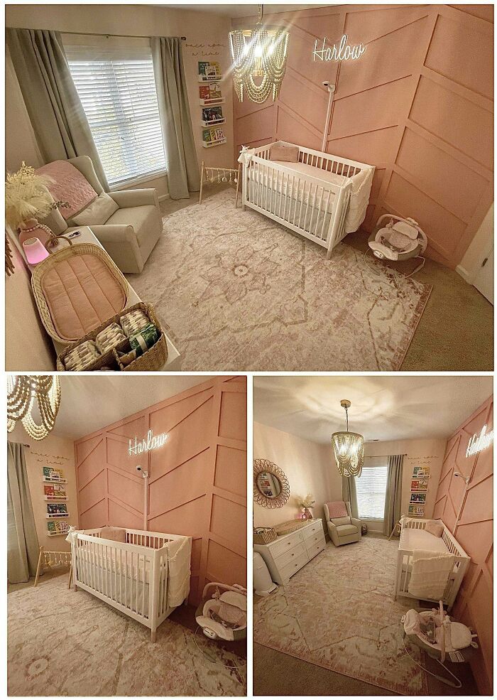 Cozy nursery room with white crib, cushioned chair, and soft lighting, capturing wholesome dads parenting moments.