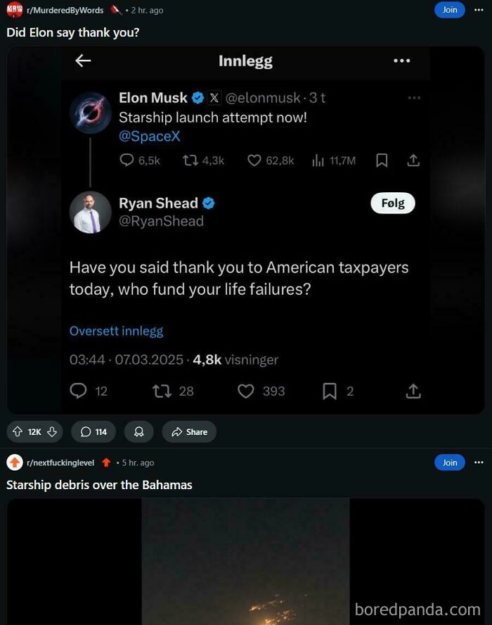 Elon Musk's tweet about Starship launch attempt sparks taxpayer funding critique.