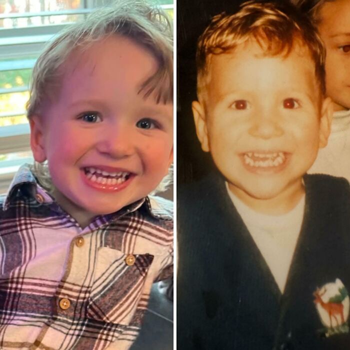 Smiling toddlers, one in a plaid shirt, the other in a vest, showcasing the rewarding joy of being a dad.